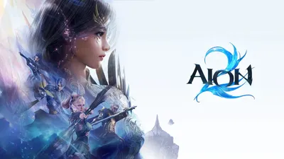 Official AION 2 wallpaper with the AION emblem on a bright sky background