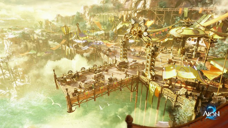 Official key art of a golden citadel above the clouds, marking the global launch